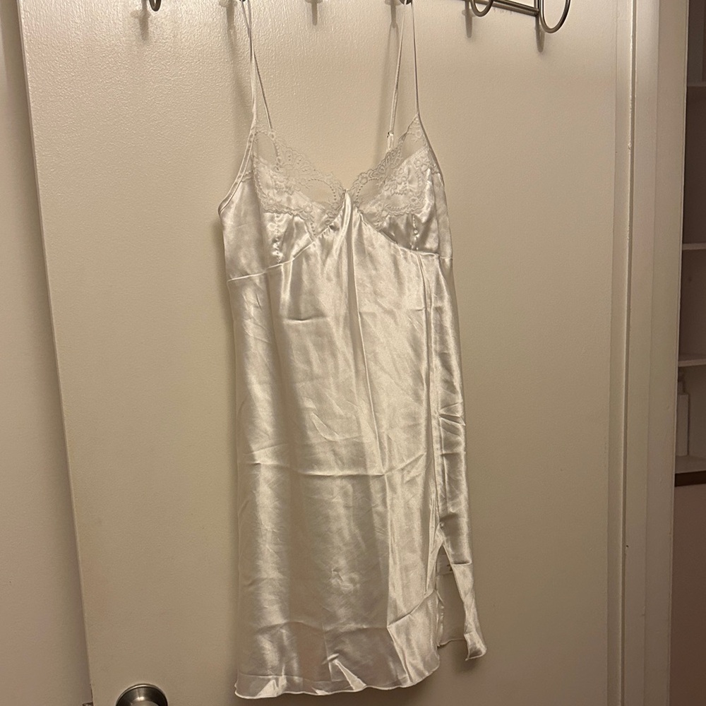 Elegant White Satin Slip Dress